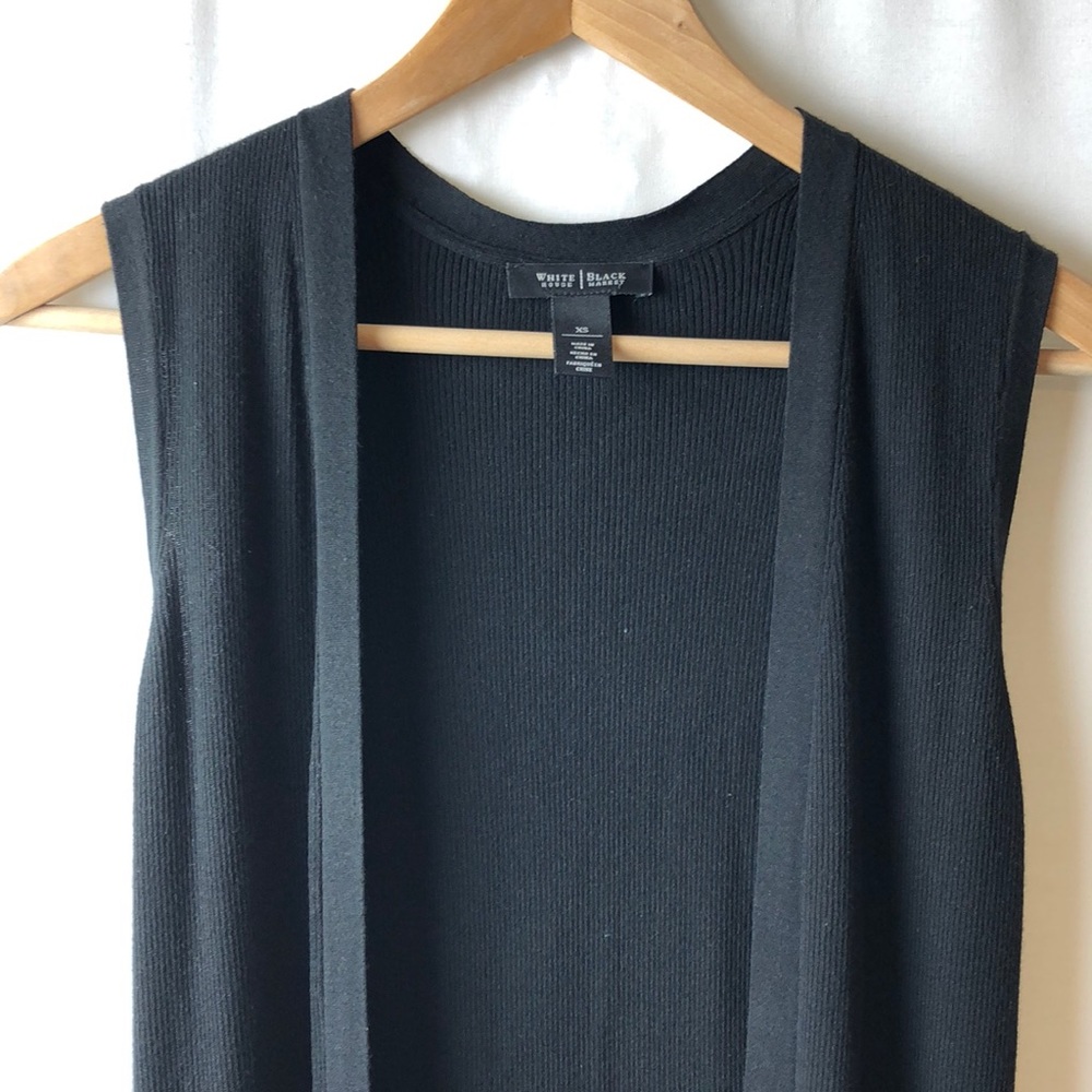 WHBM Black Sleeveless Vest Duster | size xs